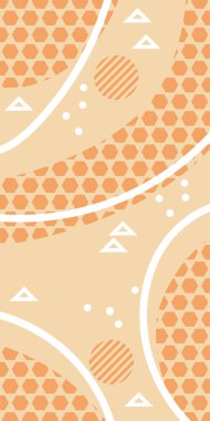 Çeşitli geometrik şekillere sahip soyut dikey arkaplan kartı. Geometrik memphis tarzına sahip dikey duvar kağıdı.