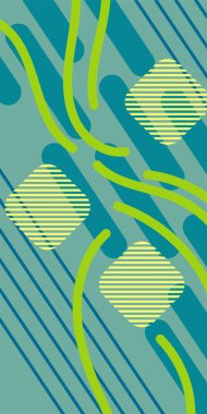 Çeşitli geometrik şekillere sahip soyut dikey arkaplan kartı. Geometrik memphis tarzına sahip dikey duvar kağıdı.