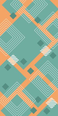 Çeşitli geometrik şekillere sahip soyut dikey arkaplan kartı. Geometrik memphis tarzına sahip dikey duvar kağıdı.