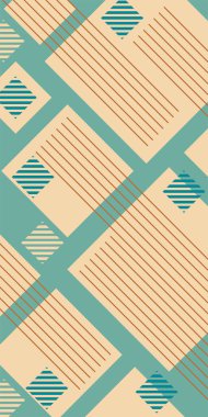 Çeşitli geometrik şekillere sahip soyut dikey arkaplan kartı. Geometrik memphis tarzına sahip dikey duvar kağıdı.