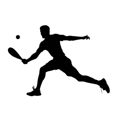 Hareketli bir erkek tenisçinin silueti. Raketle tenis oynayan bir adamın silueti..