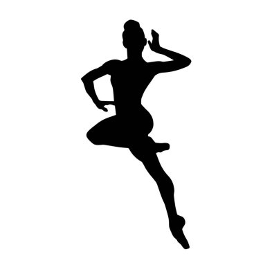 Poz vermiş bir balerin kadın silueti. Hareket halindeki bir balerin silueti..