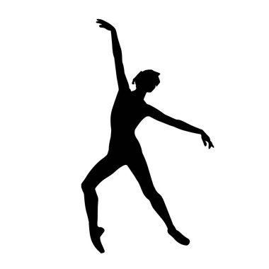 Poz vermiş bir balerin kadın silueti. Hareket halindeki bir balerin silueti..