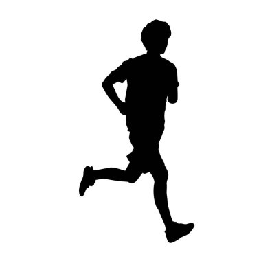 Sportif bir adamın silueti koşu yapıyor. Sağlıklı koşan bir adamın silüeti..