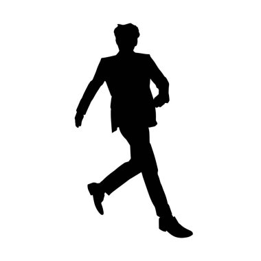 Koşu pozisyonunda takım elbiseli bir adamın silueti.. 