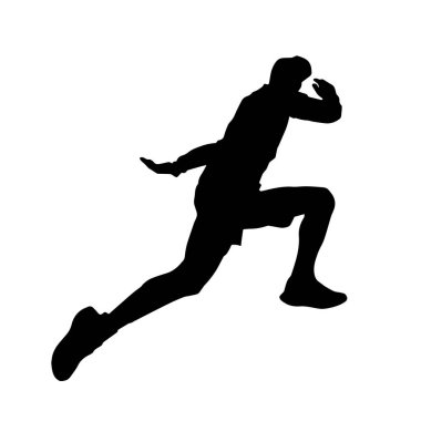 Sportif bir adamın silueti koşu yapıyor. Sağlıklı koşan bir adamın silüeti..