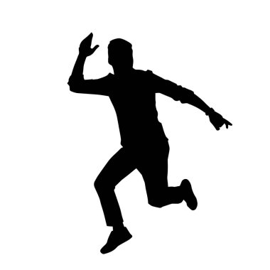 Poz veren bir erkek dansçının silueti. Dans eden bir adamın silueti.