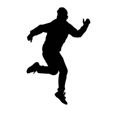 Poz veren bir erkek dansçının silueti. Dans eden bir adamın silueti.