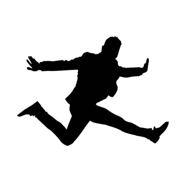 Poz veren bir erkek dansçının silueti. Dans eden bir adamın silueti.