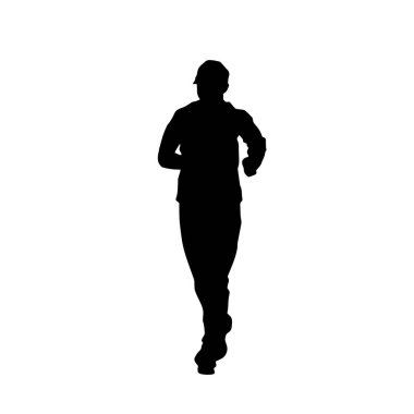 Koşu pozisyonundaki bir adamın silüeti. Siluet erkek koşusu pozu.