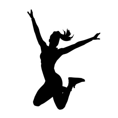Dans eden sıradan bir kadın silueti. Dansçı bir kadının silueti..