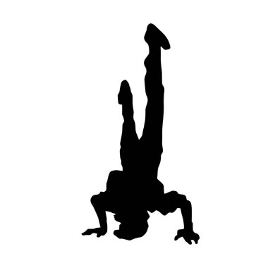 Poz veren bir erkek dansçının silueti. Dans eden bir adamın silueti.