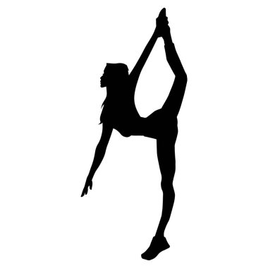 Poz vermiş bir balerin kadın silueti. Hareket halindeki bir balerin silueti..