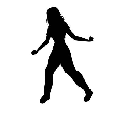 Dans eden sıradan bir kadın silueti. Dansçı bir kadının silueti..