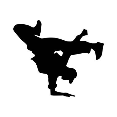 Poz veren bir erkek dansçının silueti. Dans eden bir adamın silueti.