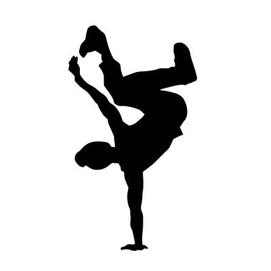 Poz veren bir erkek dansçının silueti. Dans eden bir adamın silueti.