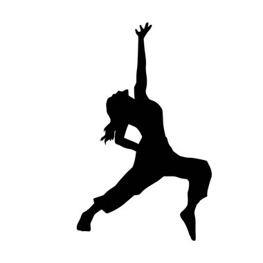 Dans eden sıradan bir kadın silueti. Dansçı bir kadının silueti..