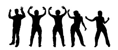 Partide dans eden insanların silueti. Dans eden mutlu insanların silueti.. 