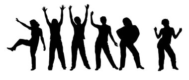 Partide dans eden insanların silueti. Dans eden mutlu insanların silueti.. 