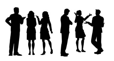 Sohbetteki bir grup iş adamının silueti.