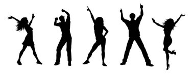 Partide dans eden insanların silueti. Dans eden mutlu insanların silueti.. 