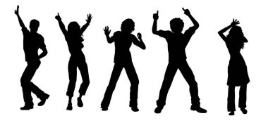 Partide dans eden insanların silueti. Dans eden mutlu insanların silueti.. 