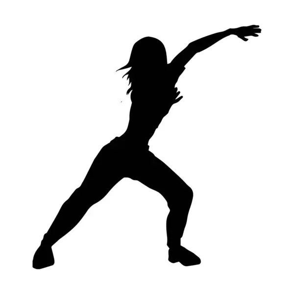 Silhouette Casual Female Dancing Pose Silhouette Dancer Woman Action Pose — Stock Vector