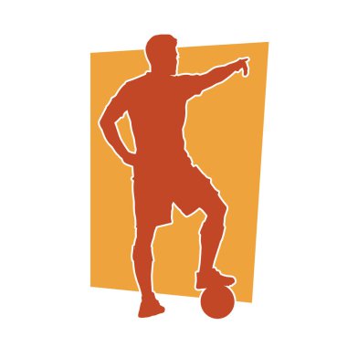 Sabit pozisyondaki bir erkek futbolcunun silueti. Hareket halindeki bir futbolcunun silueti.