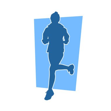Koşan bir kadının silueti. Dişi bir koşunun silueti.