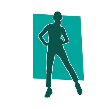 Dişi pozisyonunda ince bir kadın modelinin silueti..