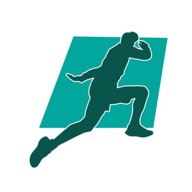 Koşu pozisyonundaki bir adamın silüeti. Siluet erkek koşusu pozu.