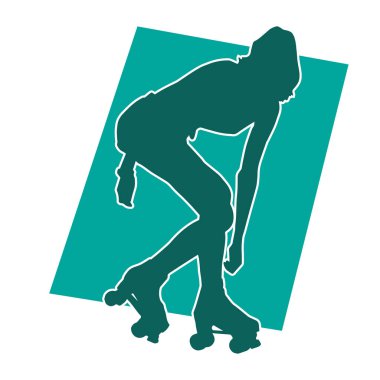 Spor yapan bir kadının silueti paten üzerinde poz veriyor..