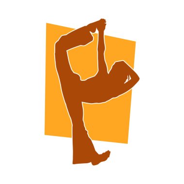 Hareketli bir kadın dansçının silueti. Dans eden bir kadının silueti..