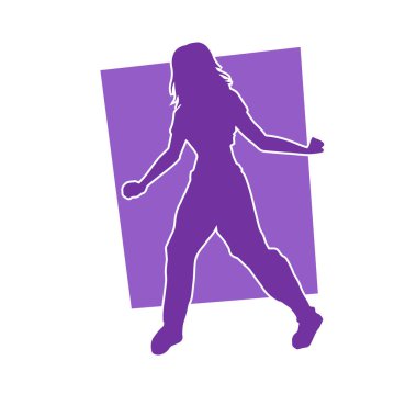 Dans eden sıradan bir kadın silueti. Dansçı bir kadının silueti..