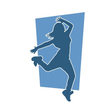 Dans eden sıradan bir kadın silueti. Dansçı bir kadının silueti..