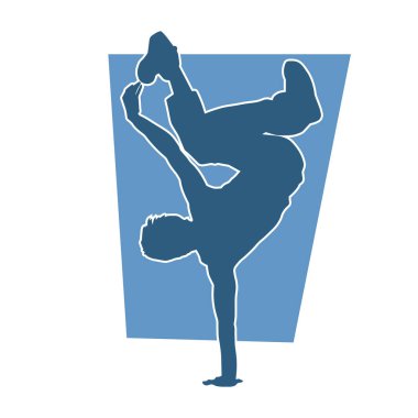 Poz veren bir erkek dansçının silueti. Dans eden bir adamın silueti.