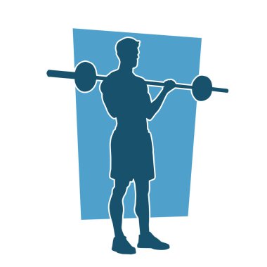 Hareket halindeki bir erkek sporcunun silüeti. Ağırlık kaldırma sporunda bir erkek atletin silüeti.
