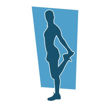 Aerobik hareket yapan bir kadının silüeti. Spor salonunun silueti spor yapıyor..