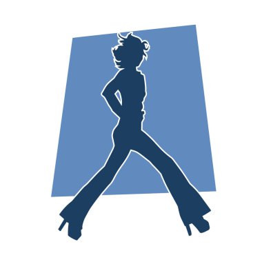 Hareketli bir kadın modelin silueti. Podyumda modellik yapan şık bir kadının silueti..