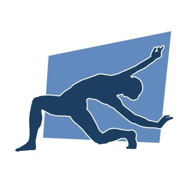 Hareketli bir kadın balerinin silueti. Bale yapan bir kadının silueti..