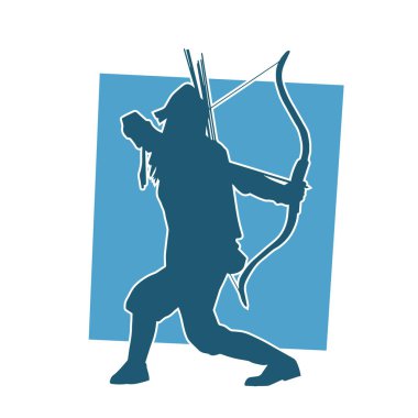 Dişi okçu bir dövüşçünün silueti ok ve yayla pozisyonunu alıyor..