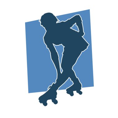 Paten kayan bir kadının silüeti. Sportif kadın silueti Tekerlekli sandalyede iyi eğlenceler.