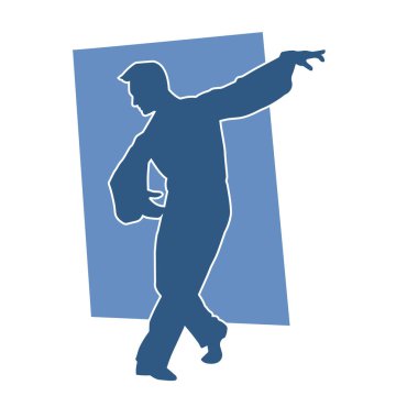 Poz veren bir erkek dansçının silueti. Dans eden bir adamın silueti.