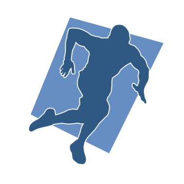 Sportif bir adamın silueti koşu yapıyor. Sağlıklı koşan bir adamın silüeti..