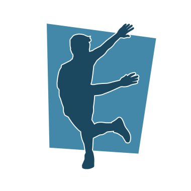 Poz veren bir erkek dansçının silueti. Dans eden bir adamın silueti.