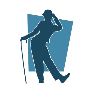 Hareketli bir kadın dansçının silueti. Mutlu dans eden bir kadının silueti..