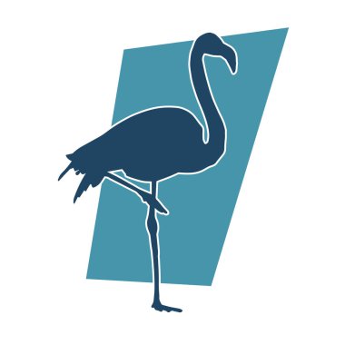 Beyaz arka planda izole edilmiş flamingo kuşunun silueti.