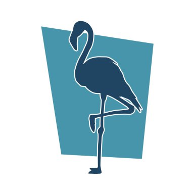 Beyaz arka planda izole edilmiş flamingo kuşunun silueti.