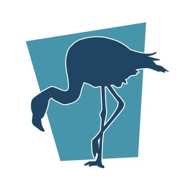 Beyaz arka planda izole edilmiş flamingo kuşunun silueti.