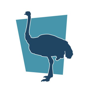 Uzun boynu ve uzun bacakları olan devekuşu bir hayvanın silueti..